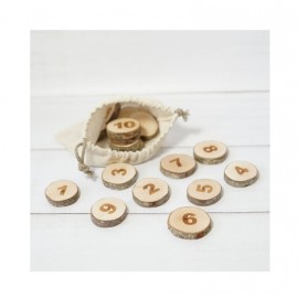 123 - Skaičiai ant medinių diskelių (1-12)