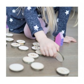 123 - Skaičiai ant medinių diskelių (1-12)