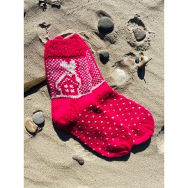 Megztos vilnonės kojinės su namukais