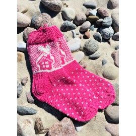 Vilnonės moteriškos kojinės su ,,Namuku" rožinės spalvos