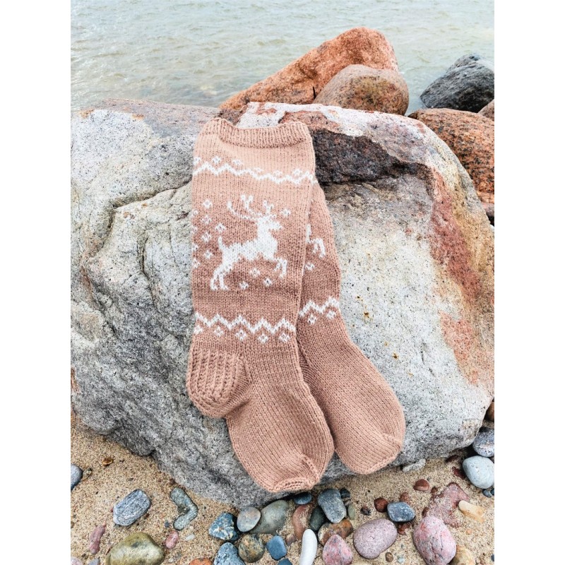 Ilgos megztos vilnonės kojinės su ,,Elniuku" 3