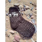 Megztos vilnonės kojinės šokoladinės spalvos su mažais elniukais 