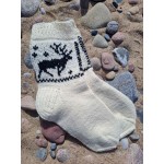 Megztos vilnonės kojinės baltos spalvos su ,,Elniu" 