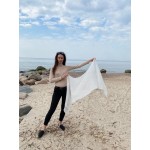 Baltos spalvos moherio šalikas-šalikėlis