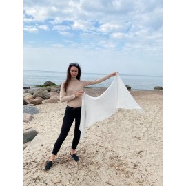 Baltos spalvos moherio šalikas-šalikėlis