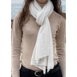 Baltos spalvos moherio šalikas-šalikėlis