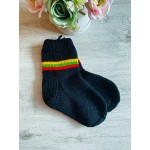 Megztos vilnonės kojinės juodos spalvos su ,,Lietuvos vėliava" 