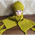 Alpakos ir vilnos komplektas. Kepurė ir šalikas pistacijos spalvos