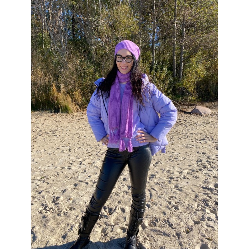 Alpakos ir vilnos komplektas. Kepurė ir šalikas alyvos spalvos