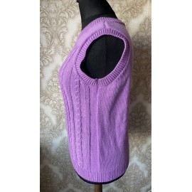 Megzta liemenė iš alpakos, vilnos ir šilko alyvinės spalvos