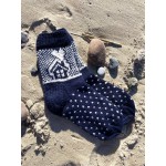 Megztos vilnonės kojinės tamsiai mėlynos spalvos su namukais, vyriškos  45dydis