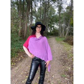 Pončas, skraistė, užmestukas, skersinukas.  Alpakos, vilnos ir šilko megztas pončas kelių spalvų, daug nešiojimo būdų