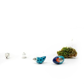 Mini keramikos auskarai "Paukštukas ir jo vandens kiaušinukas"