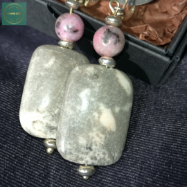 Auskarai su agato  akmenukais 