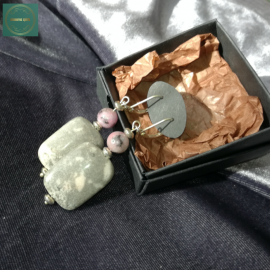 Auskarai su agato  akmenukais 