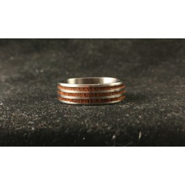 Titano žiedas su medžio juostelėmis