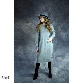 Ilgas megztinis iš Alpakos vilnos (pilka, raudona)