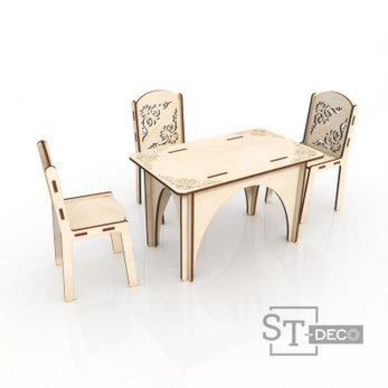 Žaislinis stalas su kėdėmis