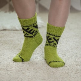 Moteriškos žalios vilnonės kojinės