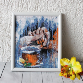 Siuvinėtas paveikslas "Arbata dviese"