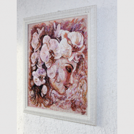 Siuvinėtas paveikslas" "Moteris orhidėja"