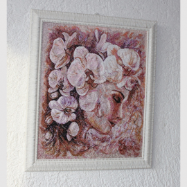 Siuvinėtas paveikslas" "Moteris orhidėja"