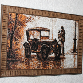 Siuvinėtas paveikslas" "Pasimatymas" 24x34cm su rėmeliu