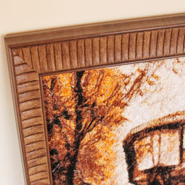 Siuvinėtas paveikslas" "Pasimatymas" 24x34cm su rėmeliu