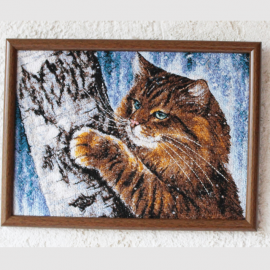 Siuvinėtas paveikslas" "Rudas katinas" 28x21 cm