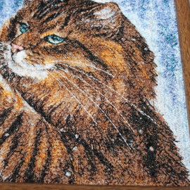 Siuvinėtas paveikslas" "Rudas katinas" 28x21 cm