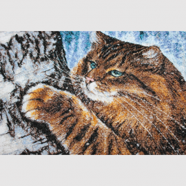 Siuvinėtas paveikslas" "Rudas katinas" 28x21 cm