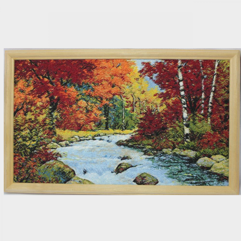 Paveikslas siuvinėtas "Upė miške"
