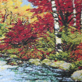 Paveikslas siuvinėtas "Upė miške"