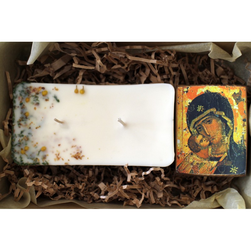 Sojų vaško žvakės ir ikonos rinkinys