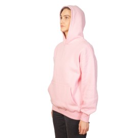 Unisex oversize rožinis džemperis baltu logo L-XL dydis