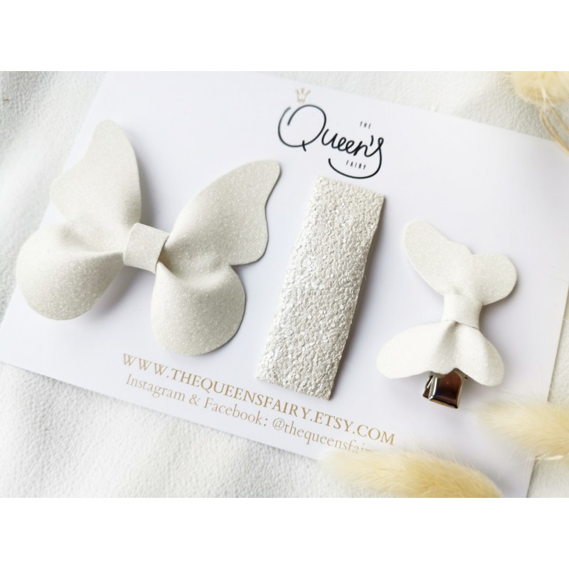 Plaukų segtukai 3 vnt., Pilkų/baltų atspalvių