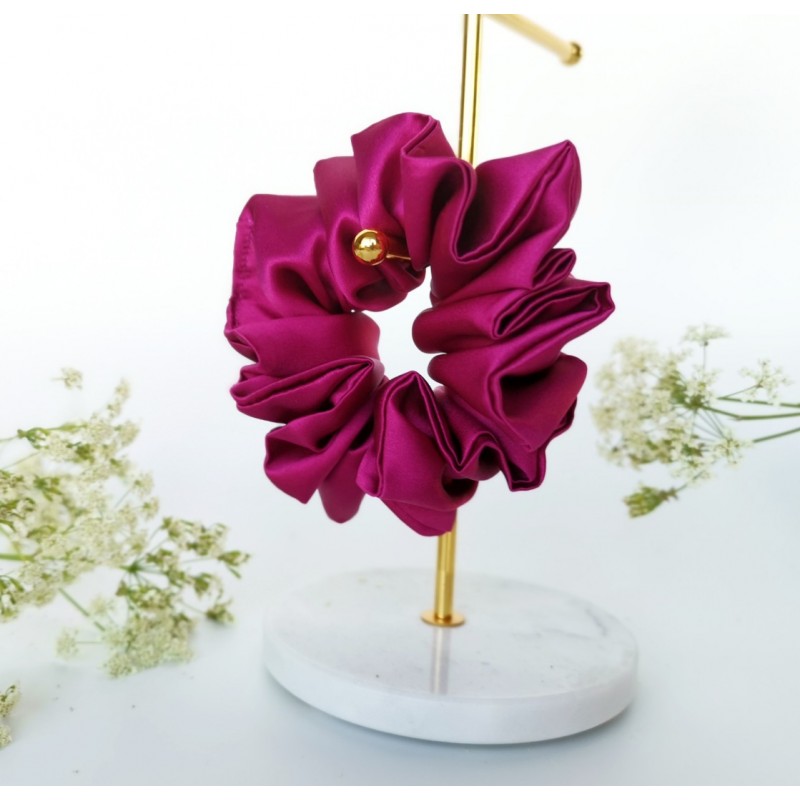 Natūralaus šilko plaukų gumytė, Rožinė Tamsi Natūralaus šilko plaukų gumytė, Rožinė Tamsi