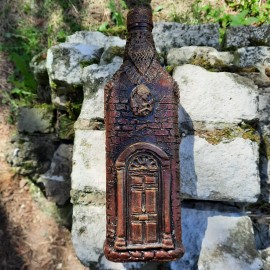 Dekoruotas butelis „Senas namas“