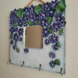 Rankų darbo veidrodis su kabykla „Flora“