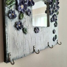 Rankų darbo veidrodis su kabykla „Flora“