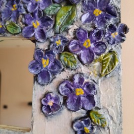 Rankų darbo veidrodis su kabykla „Flora“