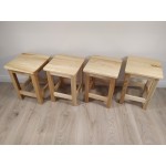 Uosinių pastiprintų taburečių komplektas, 4 vnt. Uosinių pastiprintų taburečių komplektas, 4 vnt.