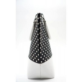 Juoda baltais taškeliais rankinė | oda