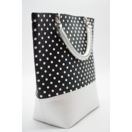 Juoda baltais taškeliais rankinė | oda
