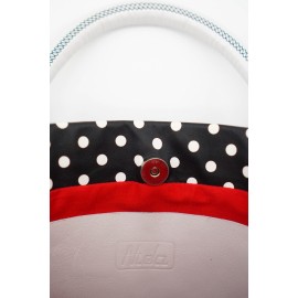 Juoda baltais taškeliais rankinė | oda