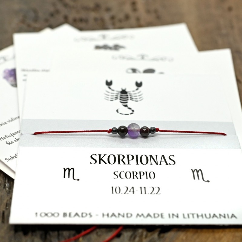 Sėkmės - apsaugos apyrankė Skorpiono ženklui. Nemokamas siuntimas. 