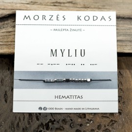 Morzės kodas - Sėkmės apyrankė  "MYLIU". Sidabro spalva. Nemokamas siuntimas