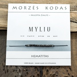 Morzės kodas - Sėkmės apyrankė  "MYLIU". Juoda matinė. Nemokamas siuntimas