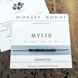 Morzės kodas - Sėkmės apyrankė  "MYLIU". Juoda matinė. Nemokamas siuntimas