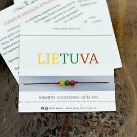 Raudono siūlo minimalistinė apyrankė "Lietuva". Nemokamas siuntimas. 